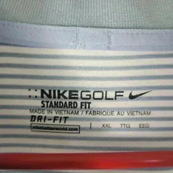 Lot Of 2 Nike Golf Shirt Mens 2XL Polo Dri Fit Standard Striped Grey Red - Picture 7 of 11